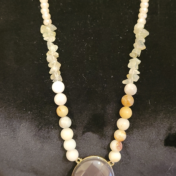 Smoked Topaz Stone and Gold Tone Tassel Necklace - Picture 3 of 5